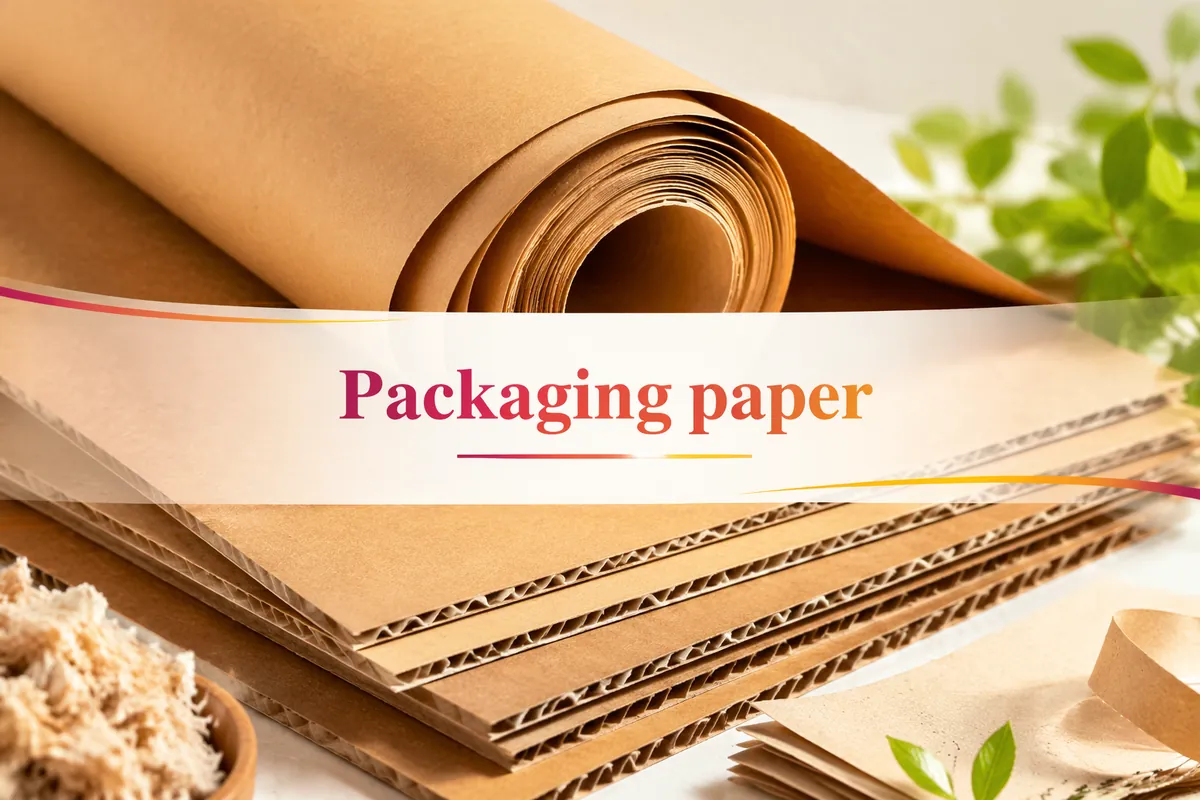 Rolled kraft packaging paper and stacked corrugated board made from recovered fibre
